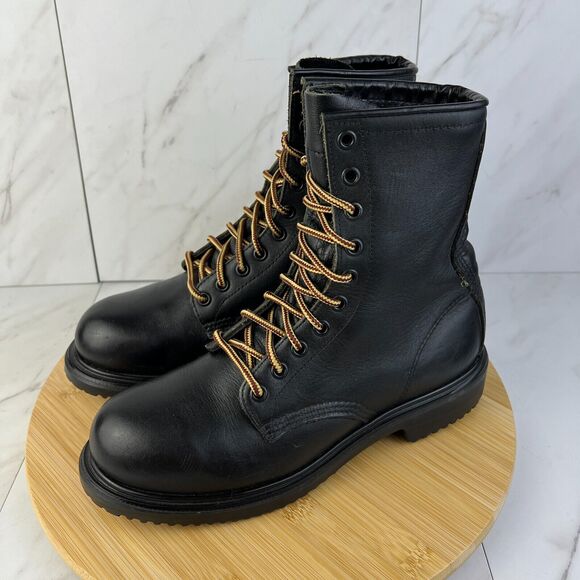 Red Wing 4473 Mens Size 6 D Black Leather Firefighter Combat Work Boots [USA] - Picture 3 of 9